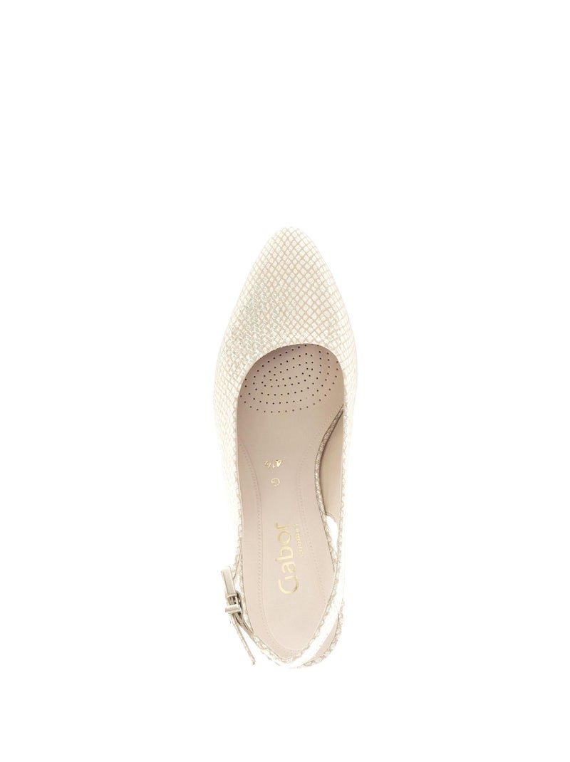 Escarpins à bride arrière  en cuir tressé Beige - Kiabi