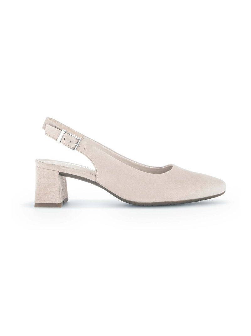 Escarpins à bride arrière  en cuir velours Beige - Kiabi