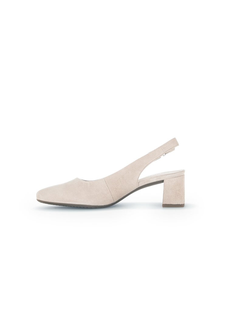 Escarpins à bride arrière  en cuir velours Beige - Kiabi
