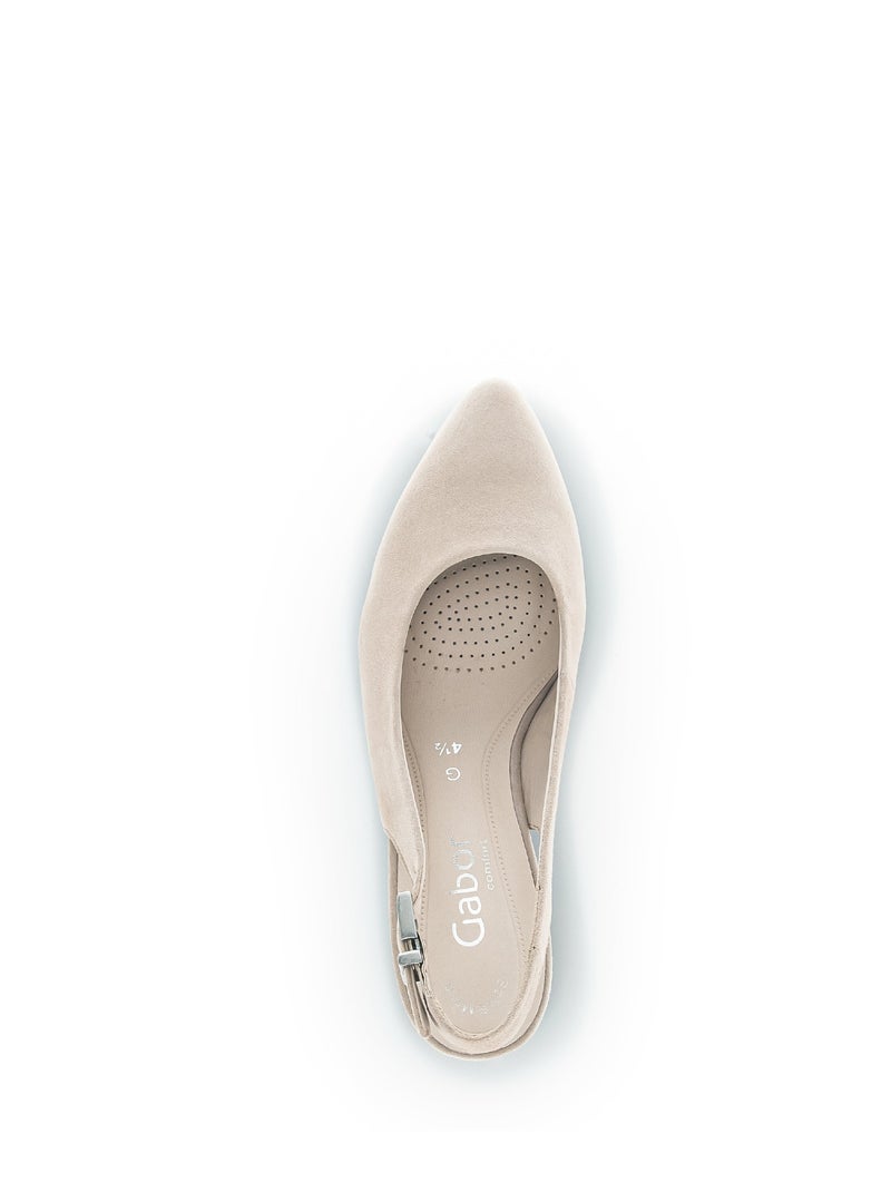 Escarpins à bride arrière  en cuir velours Beige - Kiabi