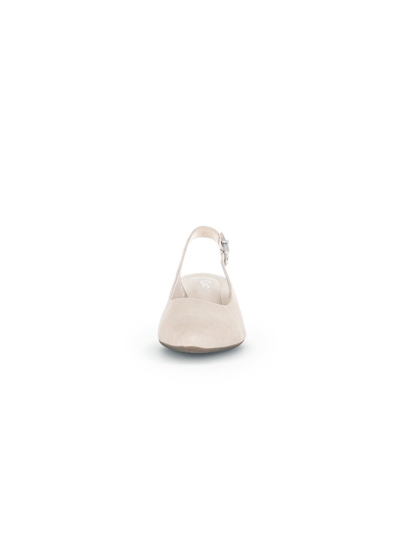 Escarpins à bride arrière  en cuir velours Beige - Kiabi