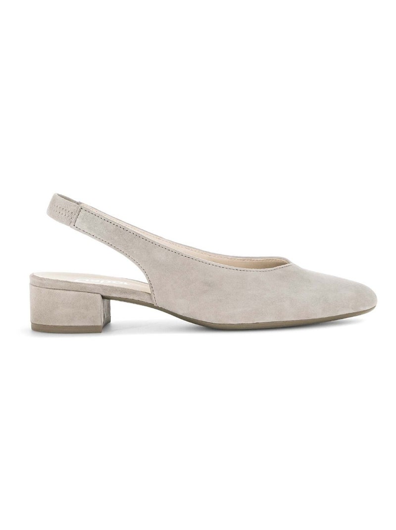 Escarpins à bride arrière  en cuir velours Beige - Kiabi
