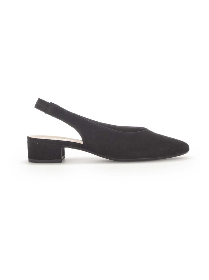 Escarpins à bride arrière  en cuir velours Noir - Kiabi
