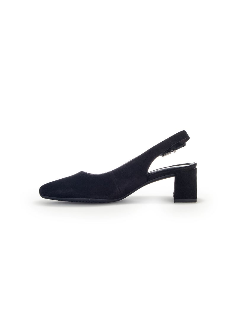 Escarpins à bride arrière  en cuir velours Noir - Kiabi