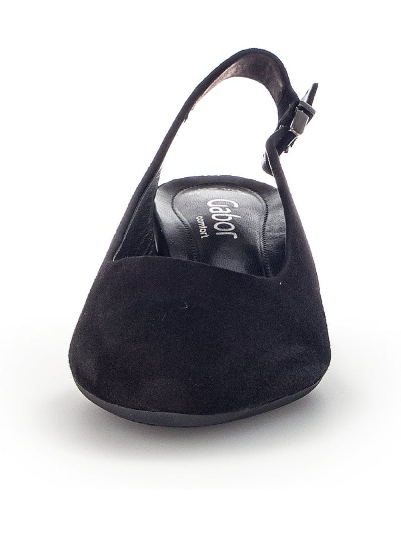 Escarpins à bride arrière  en cuir velours Noir Noir - Kiabi