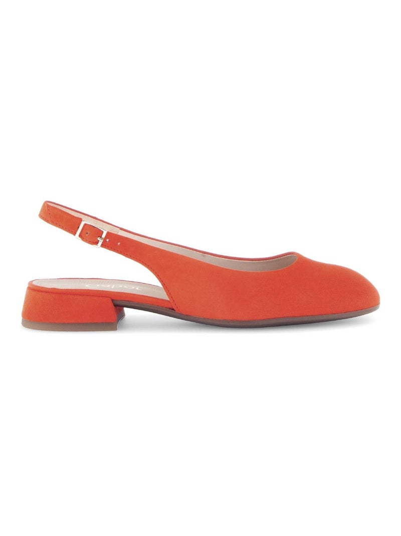Escarpins à bride arrière  en cuir velours Orange - Kiabi