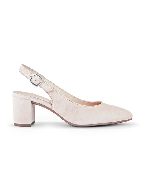 Escarpins à bride arrière  en cuir velours - Kiabi