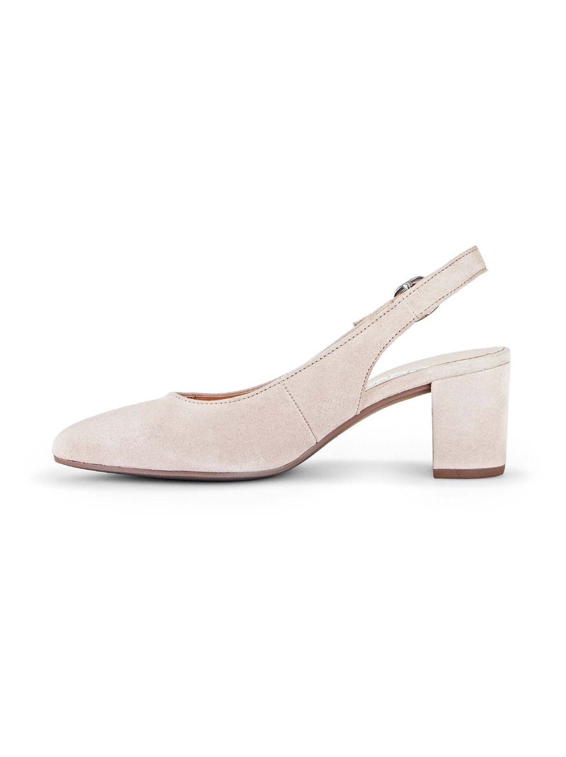 Escarpins à bride arrière  en cuir velours Rose - Kiabi