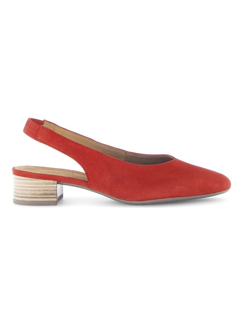Escarpins à bride arrière  en cuir velours Rouge - Kiabi