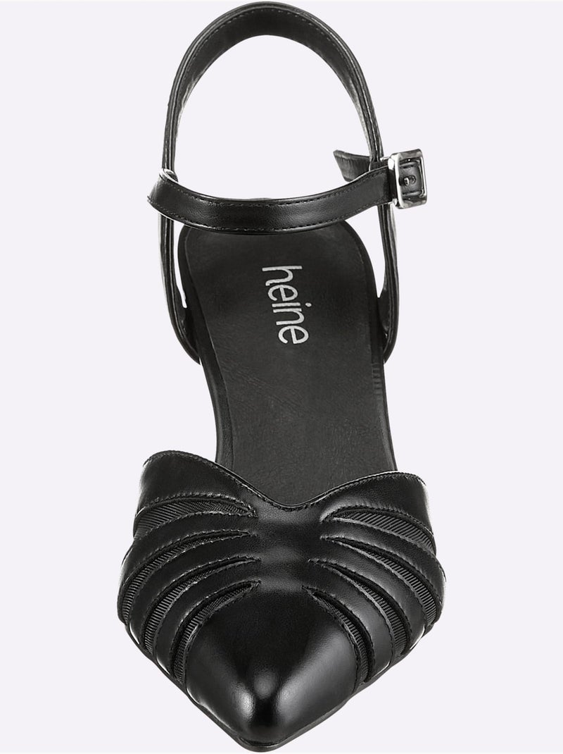 Escarpins à Bride Matière Synthétique - Taille Standard - Helline Noir - Kiabi