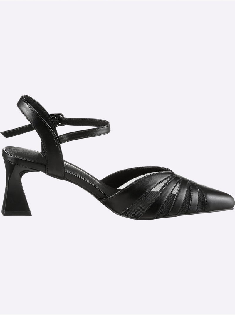 Escarpins à Bride Matière Synthétique - Taille Standard - Helline Noir - Kiabi