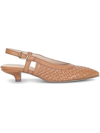 Escarpins à brides arrière en cuir lisse