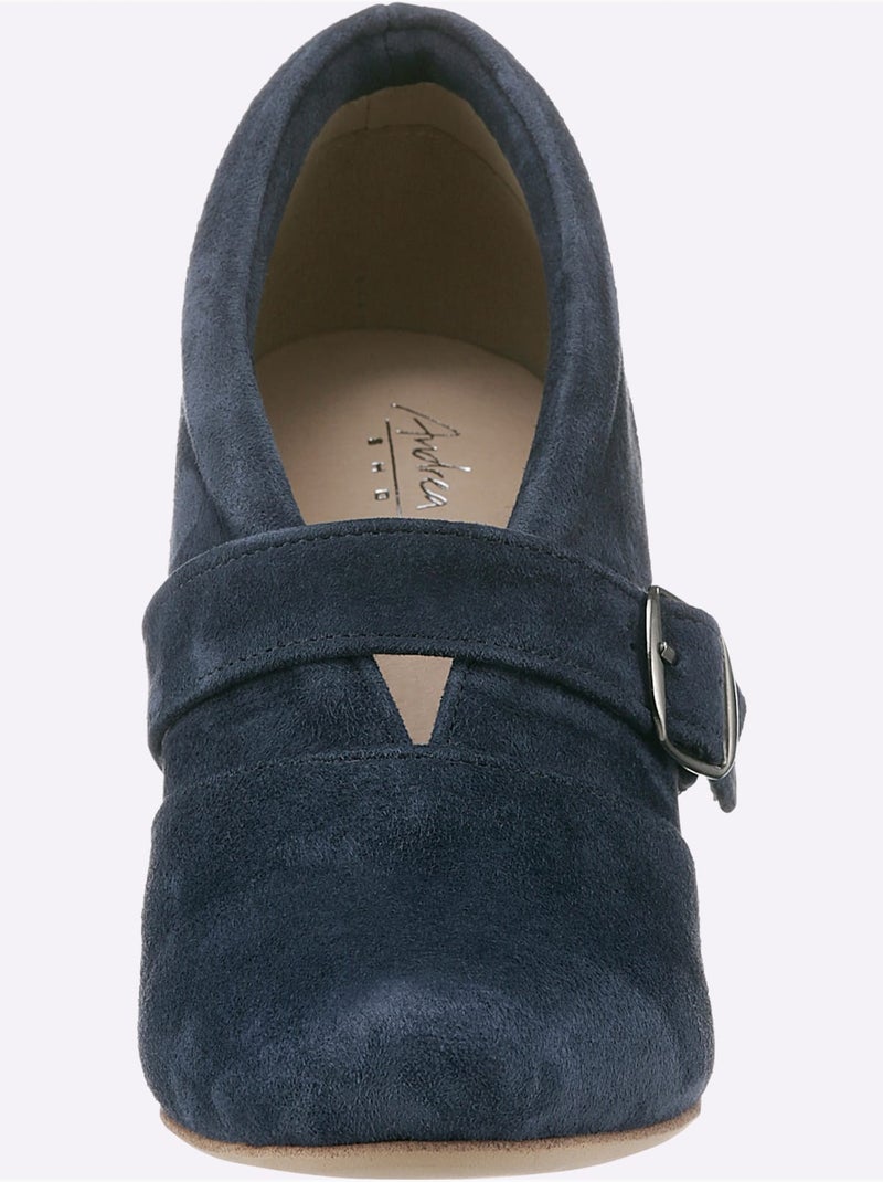 Escarpins à Front Haut Textile Doux En Synthétique Velours - Taille Standard - Helline Bleu - Kiabi
