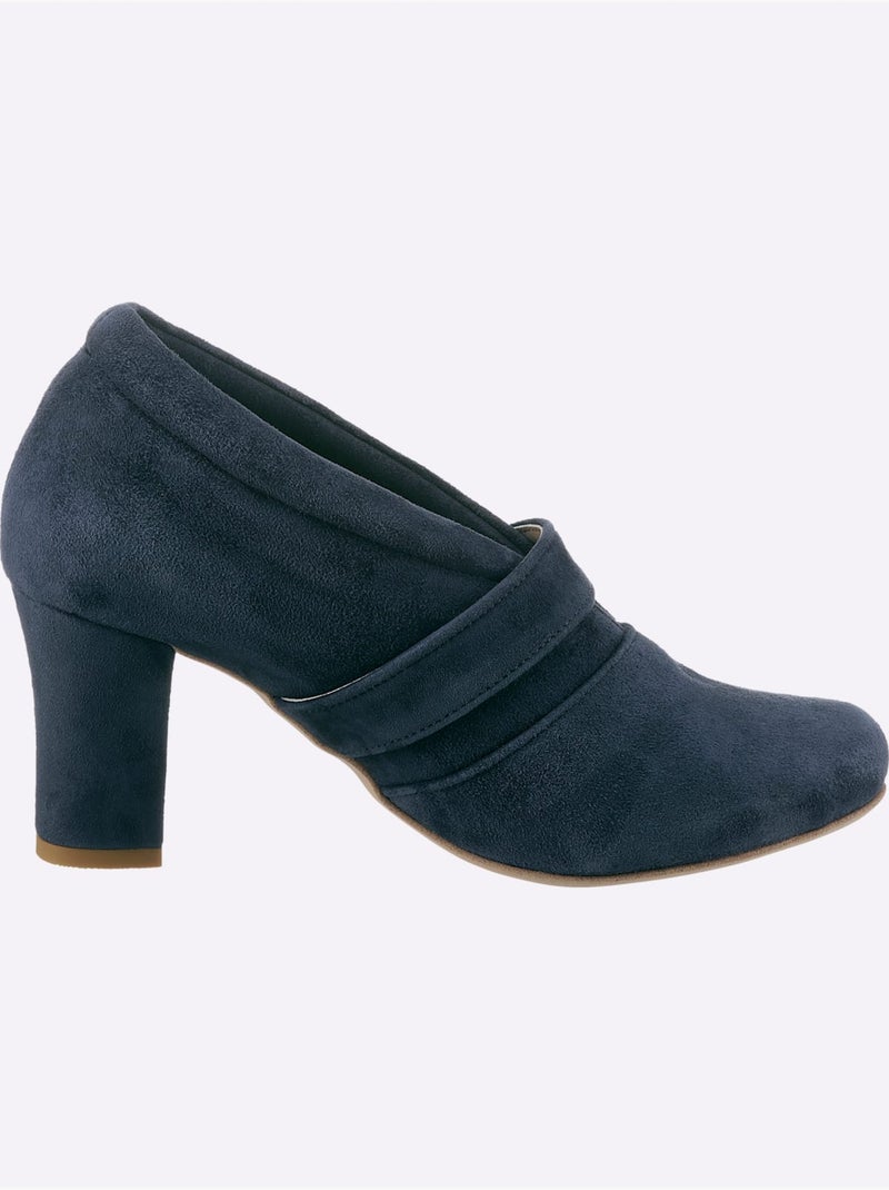 Escarpins à Front Haut Textile Doux En Synthétique Velours - Taille Standard - Helline Bleu - Kiabi