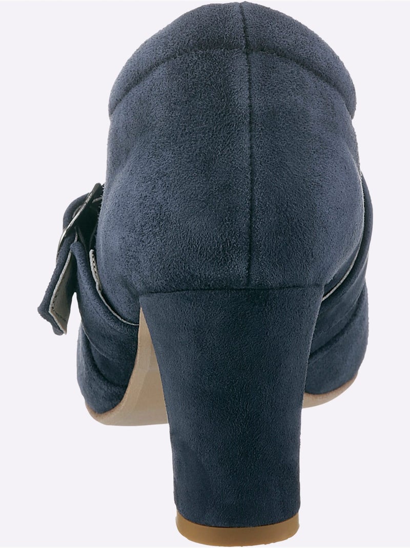 Escarpins à Front Haut Textile Doux En Synthétique Velours - Taille Standard - Helline Bleu - Kiabi