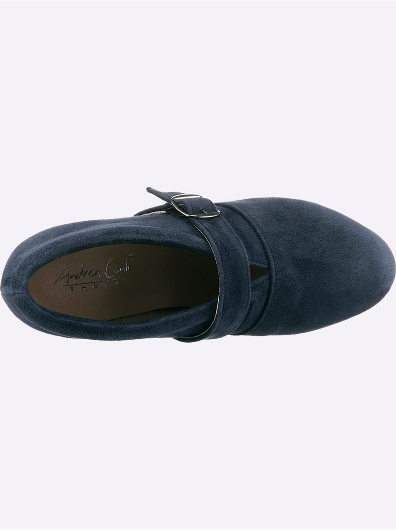 Escarpins à Front Haut Textile Doux En Synthétique Velours - Taille Standard - Helline Bleu - Kiabi