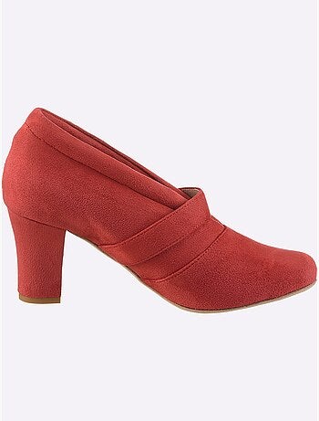 Trotteurs en synthétique velours avec talon bottier et doublure cuir - Taille standard - Helline