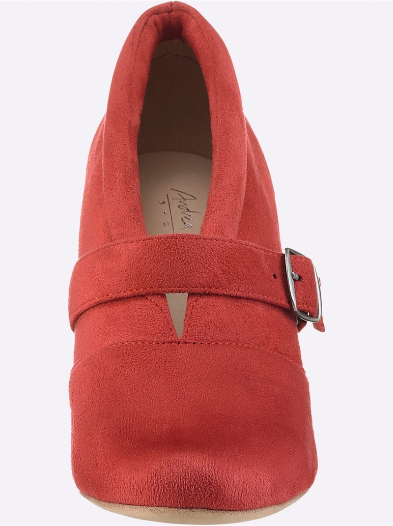 Escarpins à Front Haut Textile Doux En Synthétique Velours - Taille Standard - Helline Rouge - Kiabi
