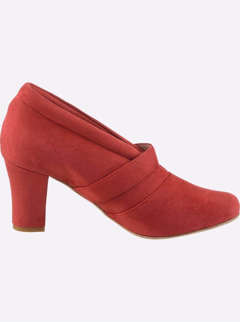 Escarpins à Front Haut Textile Doux En Synthétique Velours - Taille Standard - Helline Rouge - Kiabi