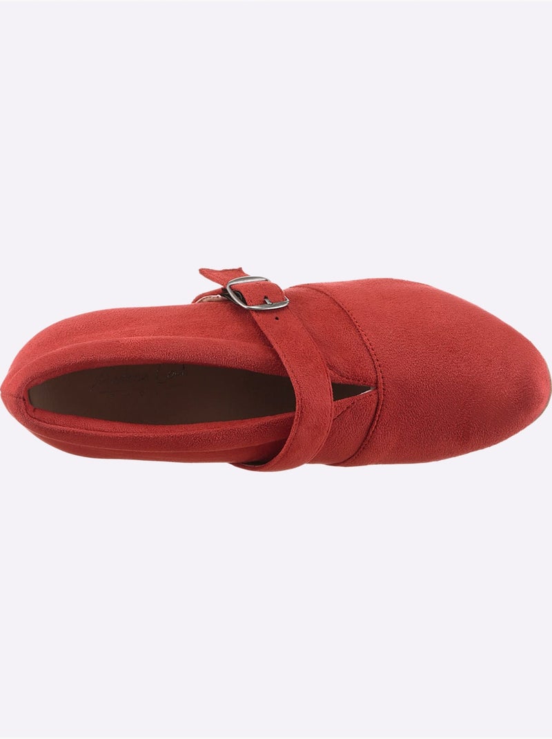 Escarpins à Front Haut Textile Doux En Synthétique Velours - Taille Standard - Helline Rouge - Kiabi