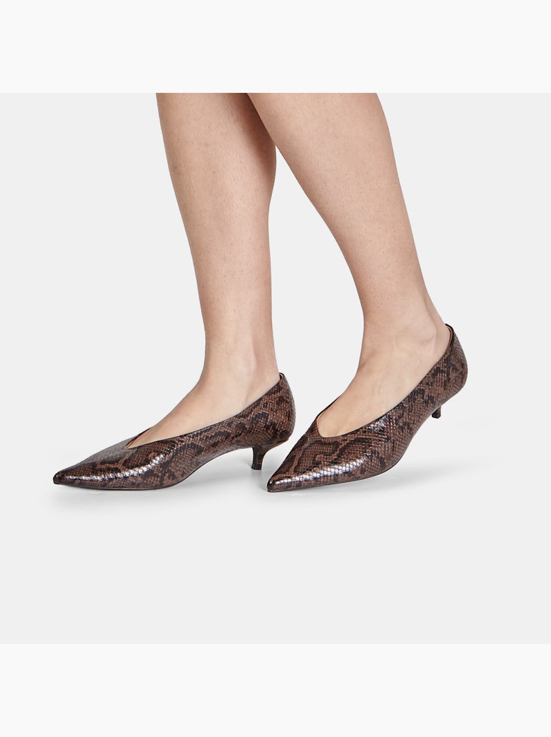 Escarpins à talon bas et bout pointu Marron - Kiabi