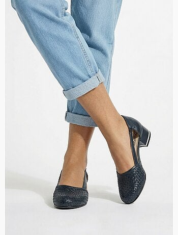 Escarpins à talon cuir