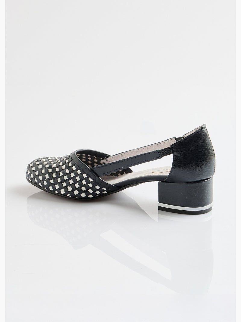 Escarpins à talon cuir - Afibel Marine/Blanc - Kiabi