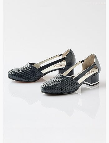 Escarpins à talon cuir