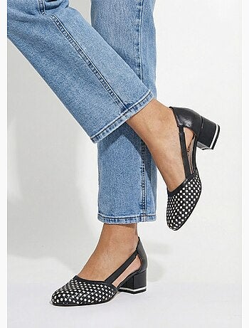 Escarpins à talon cuir