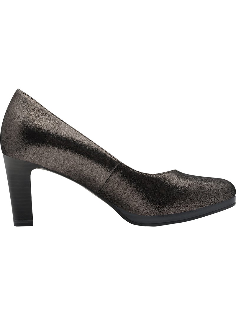 Escarpins à Talon Cuir Tamaris Gris - Kiabi