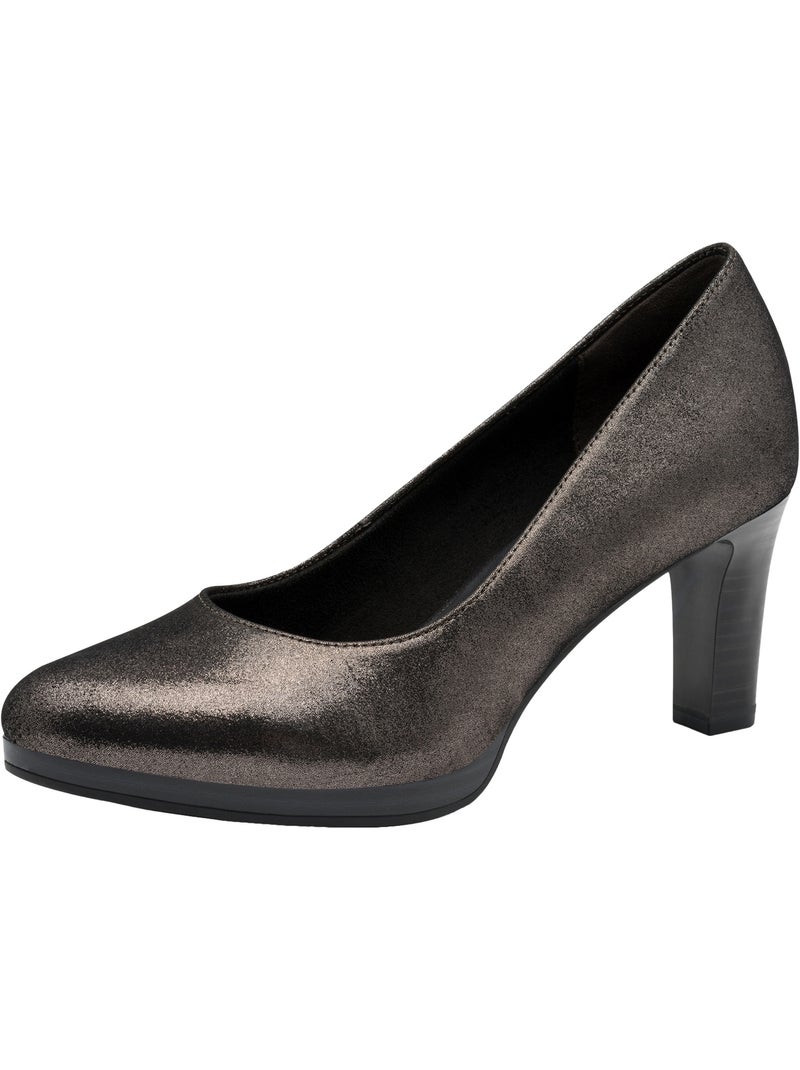 Escarpins à Talon Cuir Tamaris Gris - Kiabi