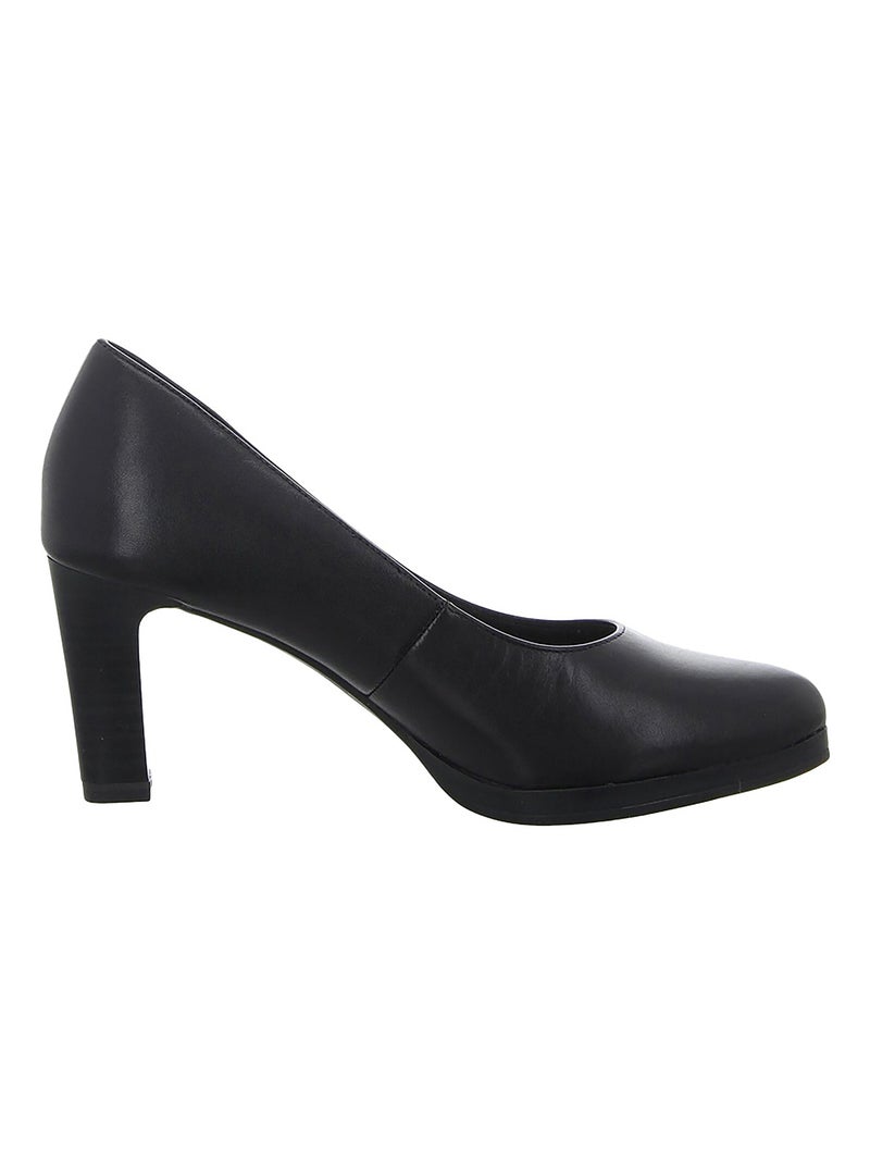 Escarpins à Talon Cuir Tamaris Noir - Kiabi