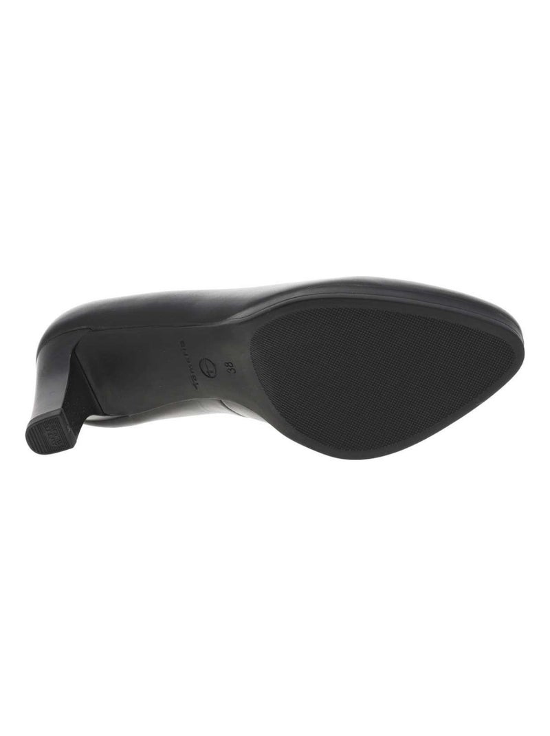 Escarpins à Talon Cuir Tamaris Noir - Kiabi