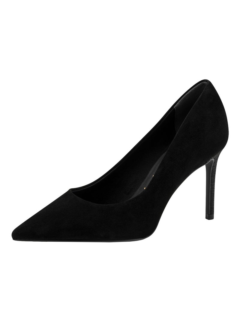 Escarpins A Talon Cuir Tamaris Noir - Kiabi