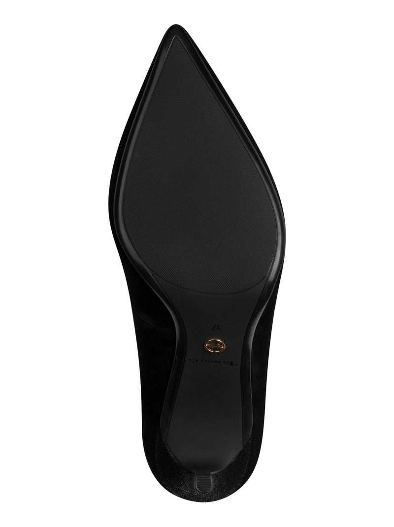 Escarpins A Talon Cuir Tamaris Noir - Kiabi