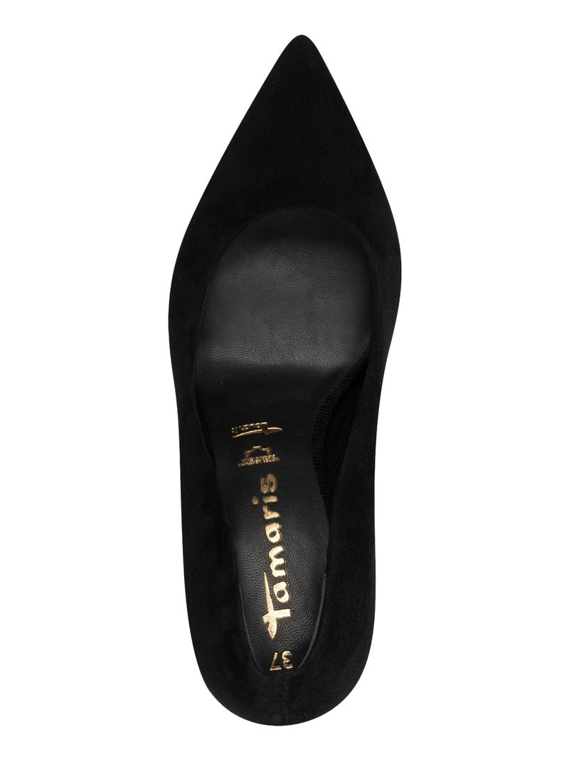 Escarpins A Talon Cuir Tamaris Noir - Kiabi