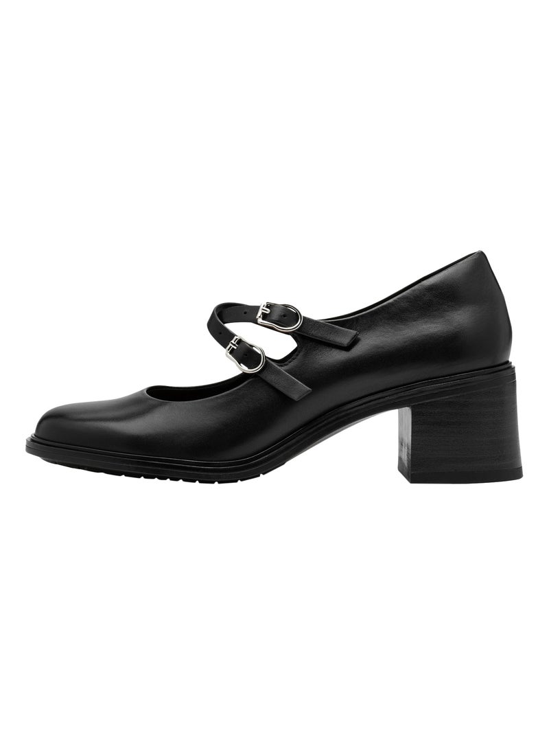 Escarpins A Talon Cuir Tamaris Noir - Kiabi
