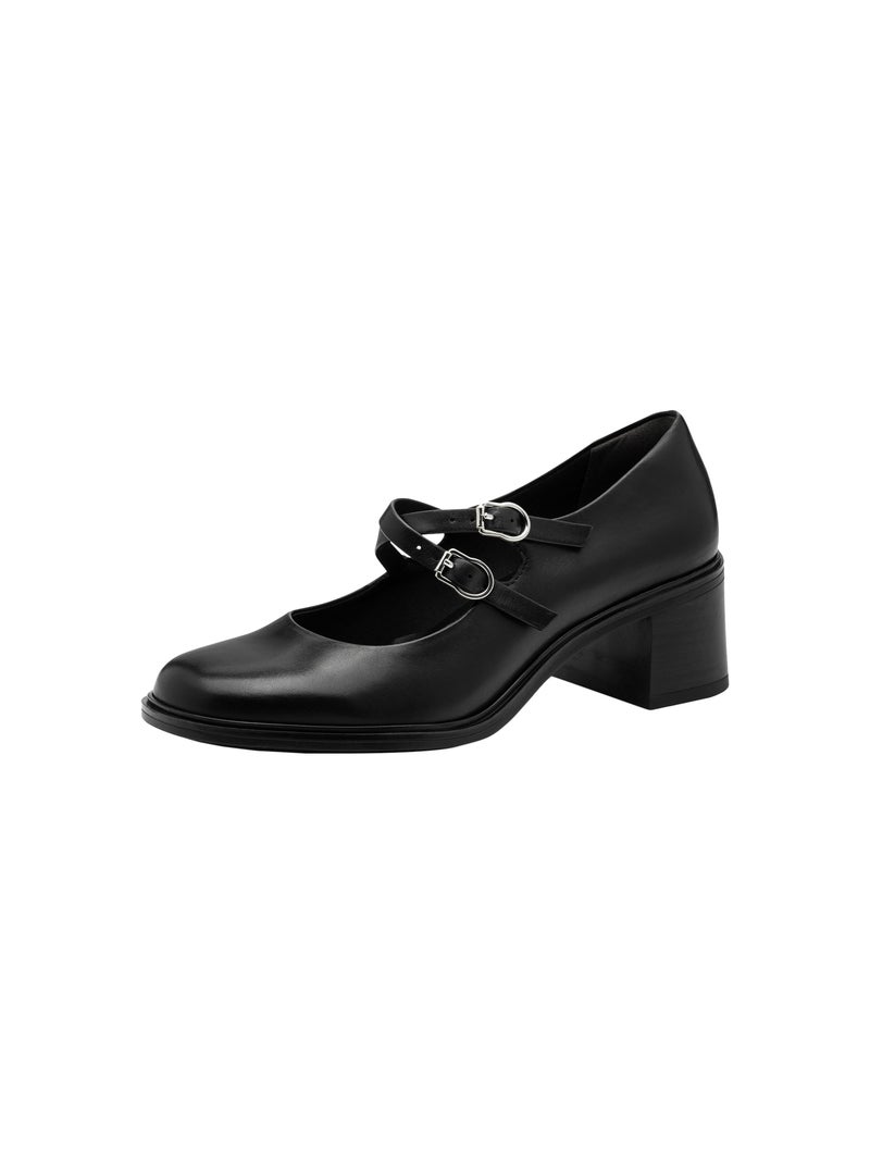 Escarpins A Talon Cuir Tamaris Noir - Kiabi