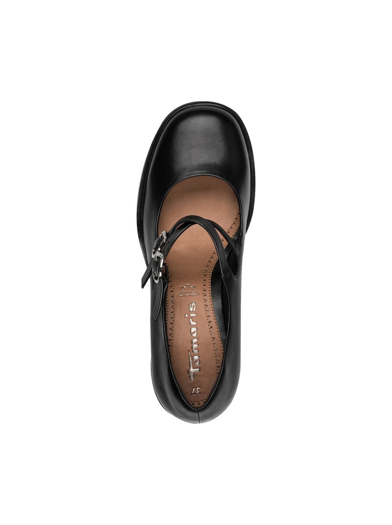 Escarpins A Talon Cuir Tamaris Noir - Kiabi