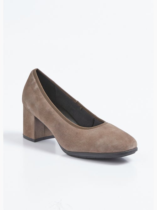 Escarpins à talon en cuir suédé, antidérapant - AFIBEL - Kiabi