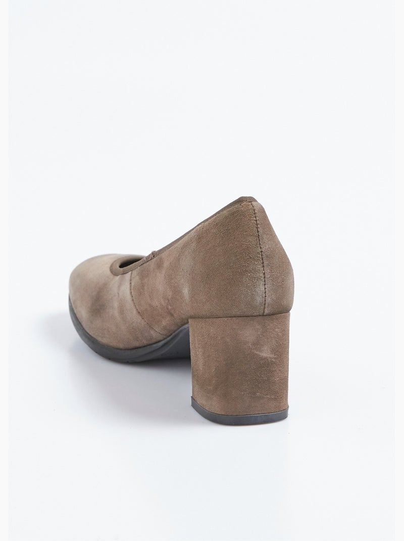 Escarpins à talon en cuir suédé, antidérapant - AFIBEL Taupe - Kiabi