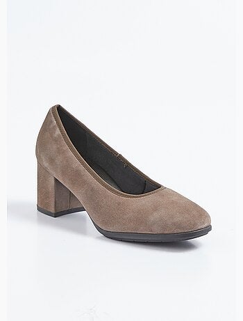 Escarpins à talon en cuir suédé, antidérapant