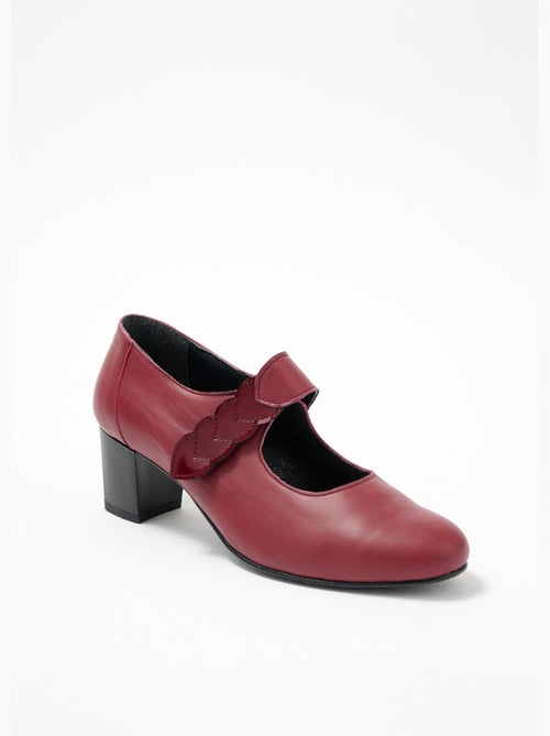 Escarpins à talon largeur confort scratchés cuir - Afibel - Kiabi