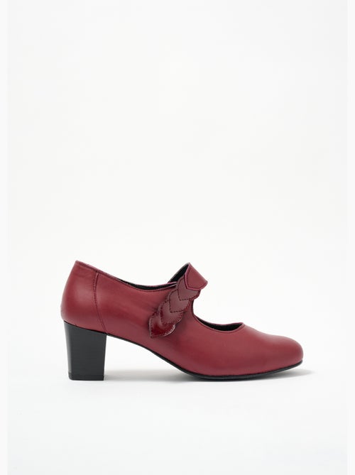 Escarpins à talon largeur confort scratchés cuir - Afibel - Kiabi