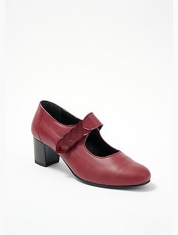 Escarpins à talon largeur confort scratchés cuir