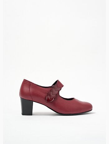 Escarpins à talon largeur confort scratchés cuir