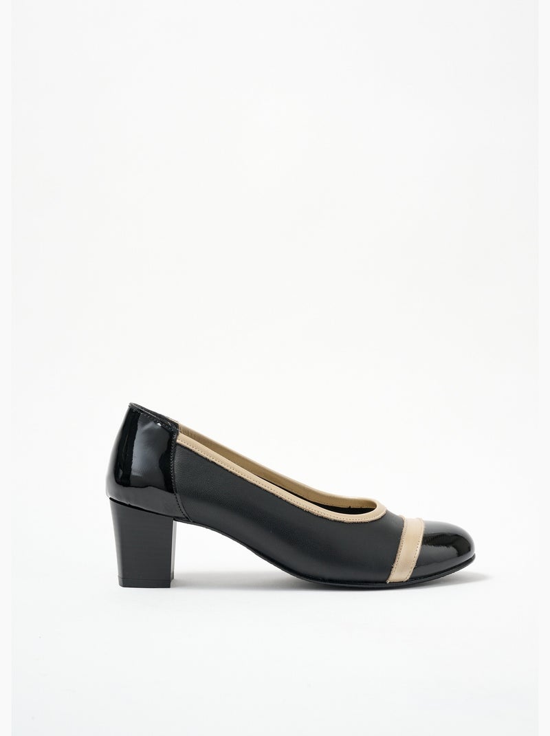 Escarpins à talons largeur confort bi-matière - Afibel Noir - Kiabi