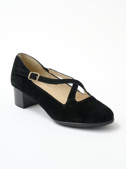 Escarpins à talons largeur confort cuir - Kiabi