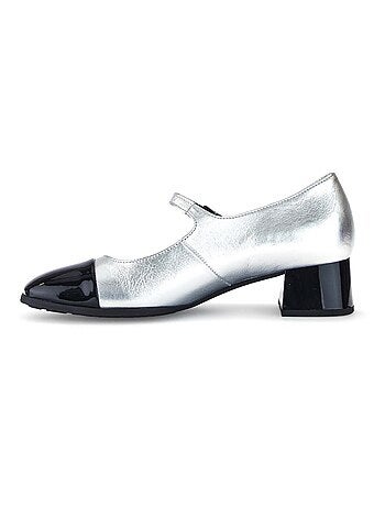 Escarpins argents en combinaison cuirs