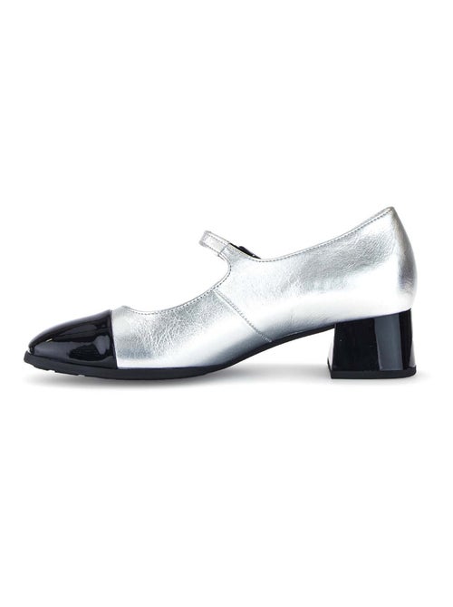 Escarpins argents en combinaison cuirs - Kiabi